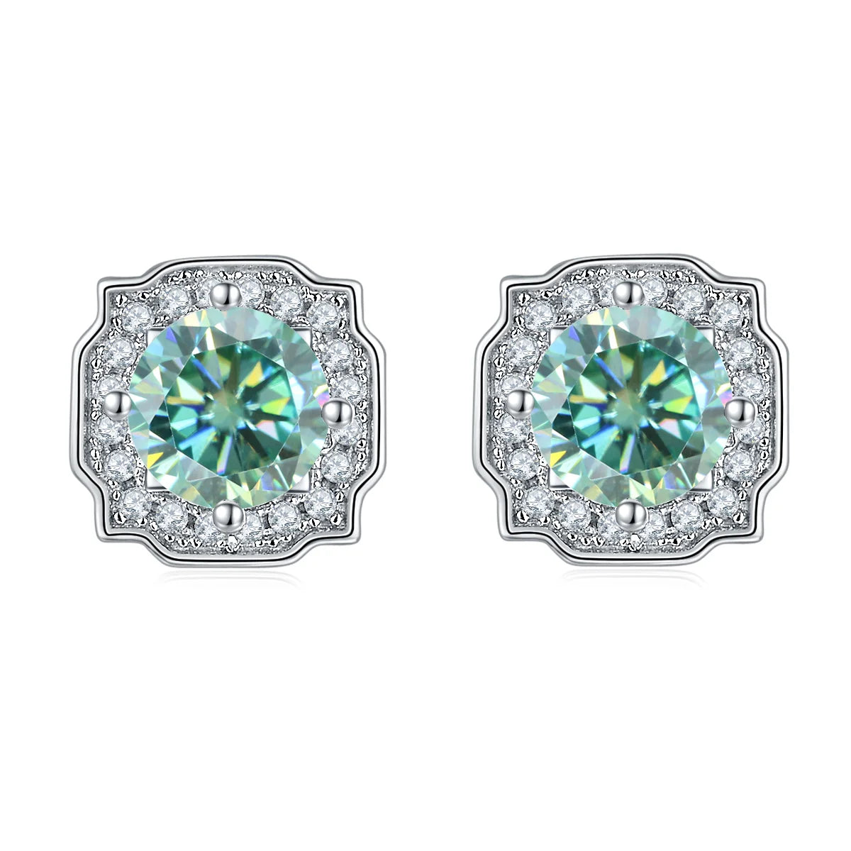 GEM'S BALLET 925 Silver 585 14K 10K 18K Gold 6 Prong Round Stud Earrings
