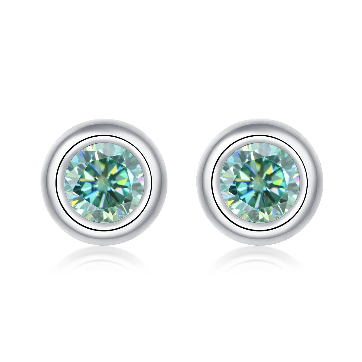 GEM'S BALLET 925 Silver 585 14K 10K 18K Gold 6 Prong Round Stud Earrings