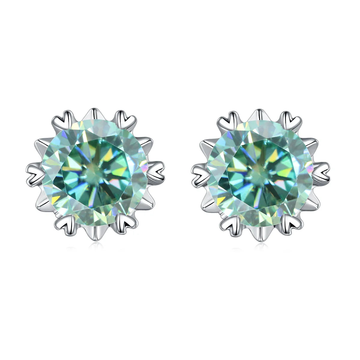 GEM'S BALLET 925 Silver 585 14K 10K 18K Gold 6 Prong Round Stud Earrings