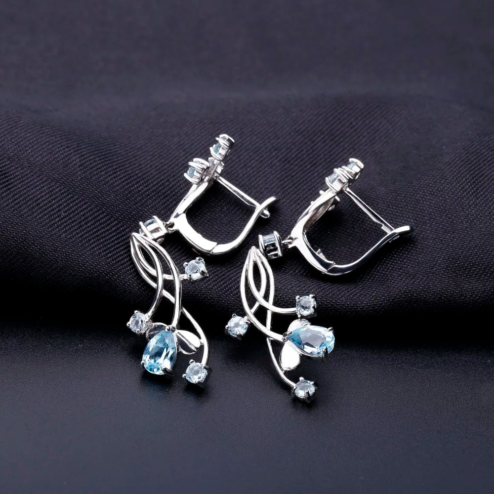 Flower Design 3.89t Natural Sky Blue Topaz Gemstone