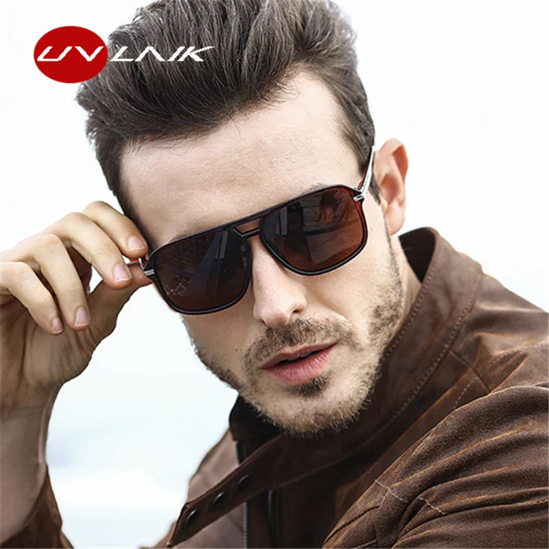 UVLAIK Rectangle Polarized Sunglasses Men