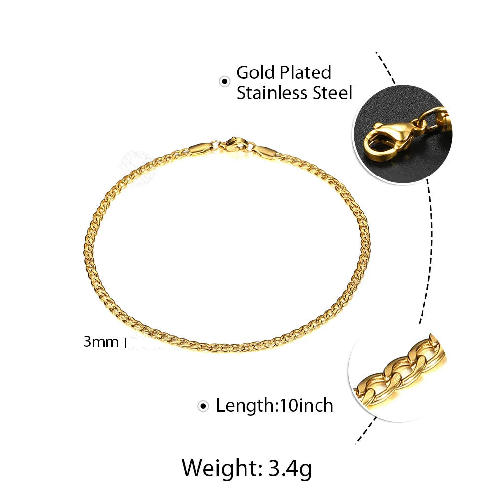 Minimalist Metal Anklets Women Gold Color Stainless Steel
