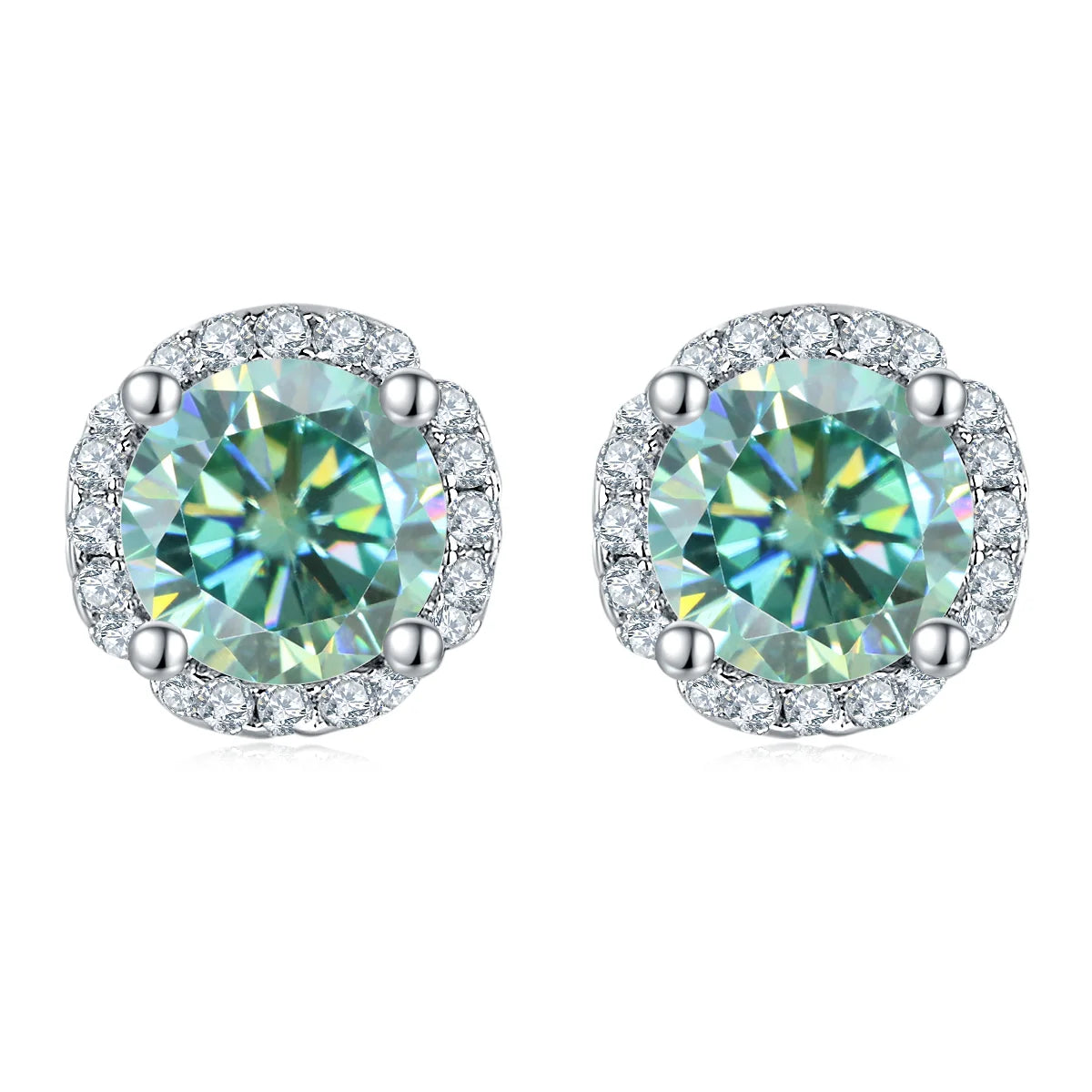 GEM'S BALLET 925 Silver 585 14K 10K 18K Gold 6 Prong Round Stud Earrings