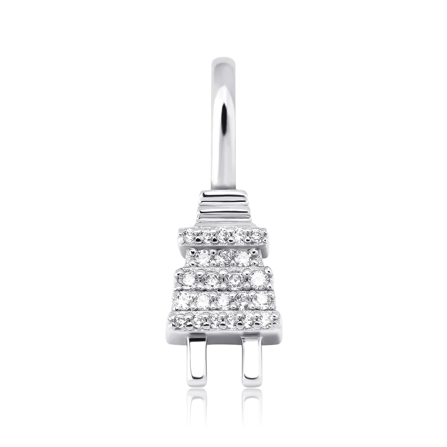 GUCY 925 Sterling silver Women Iced Out Bling Plug Pendant Necklace