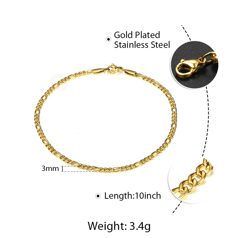 Minimalist Metal Anklets Women Gold Color Stainless Steel