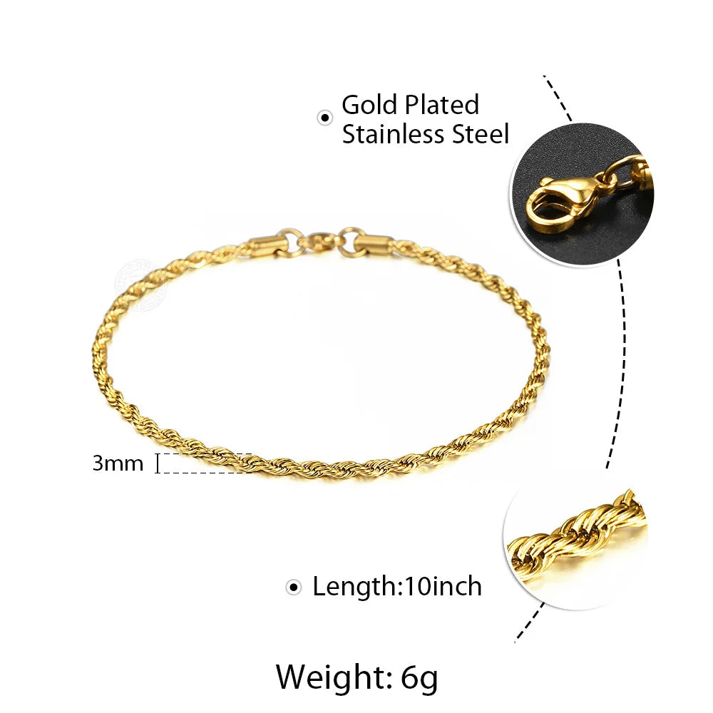 Minimalist Metal Anklets Women Gold Color Stainless Steel