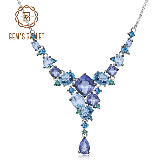 Natural Mystic Quartz Topaz Necklace 925 Sterling Silver