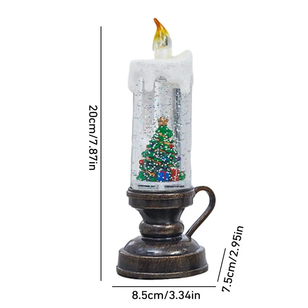 Feature Glittering Snow Globe Candle Battery Operated LED