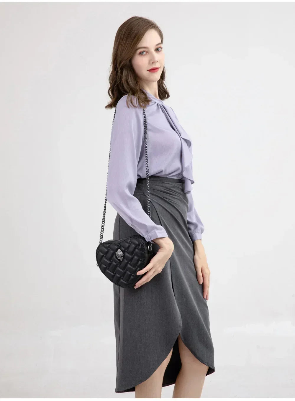 2024 Women's Heart-Shaped Herringbone Crossbody Bag