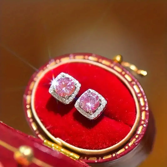 925 Silver Plating. 1 Carat Pink Moissanite*