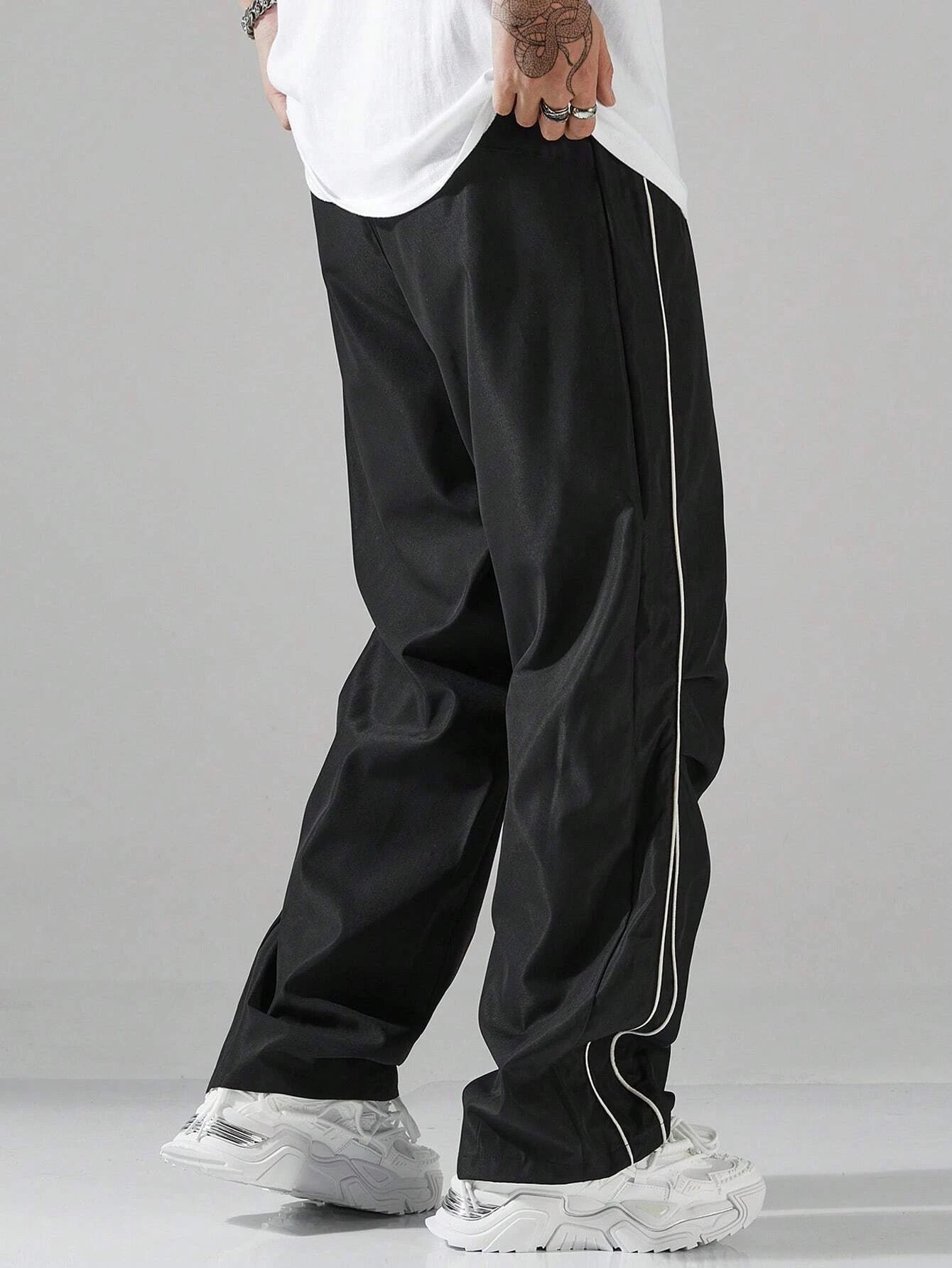 Men's Striped Casual Pants With Pockets For Everyday Wear