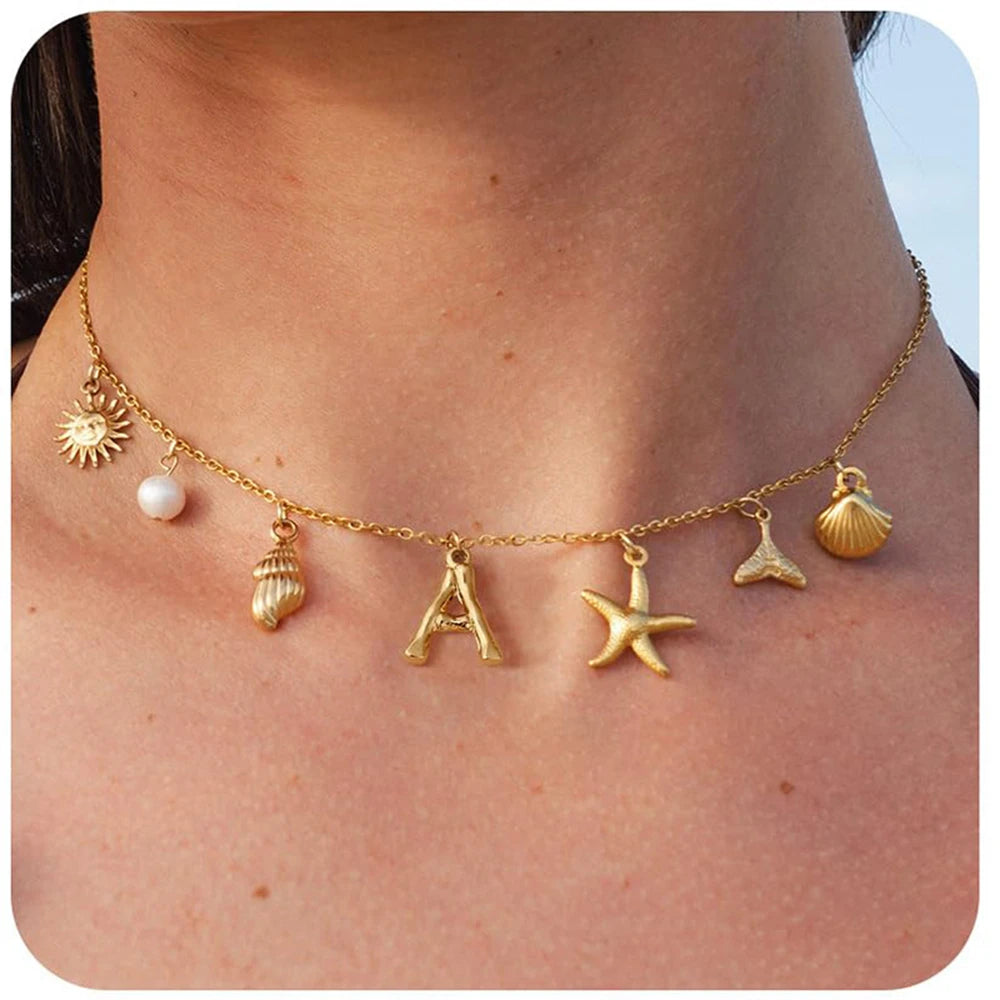 Surfer Girl Necklace Beach Jewelry Initial Necklace