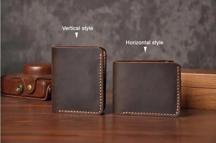 Vintage Crazy Horse Genuine Leather Wallet For Men