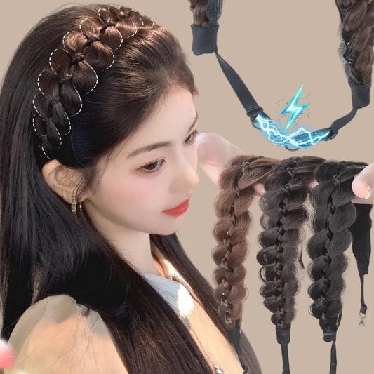 Braided Magnetic Wig Headband With Elastic Ponytail Hoop