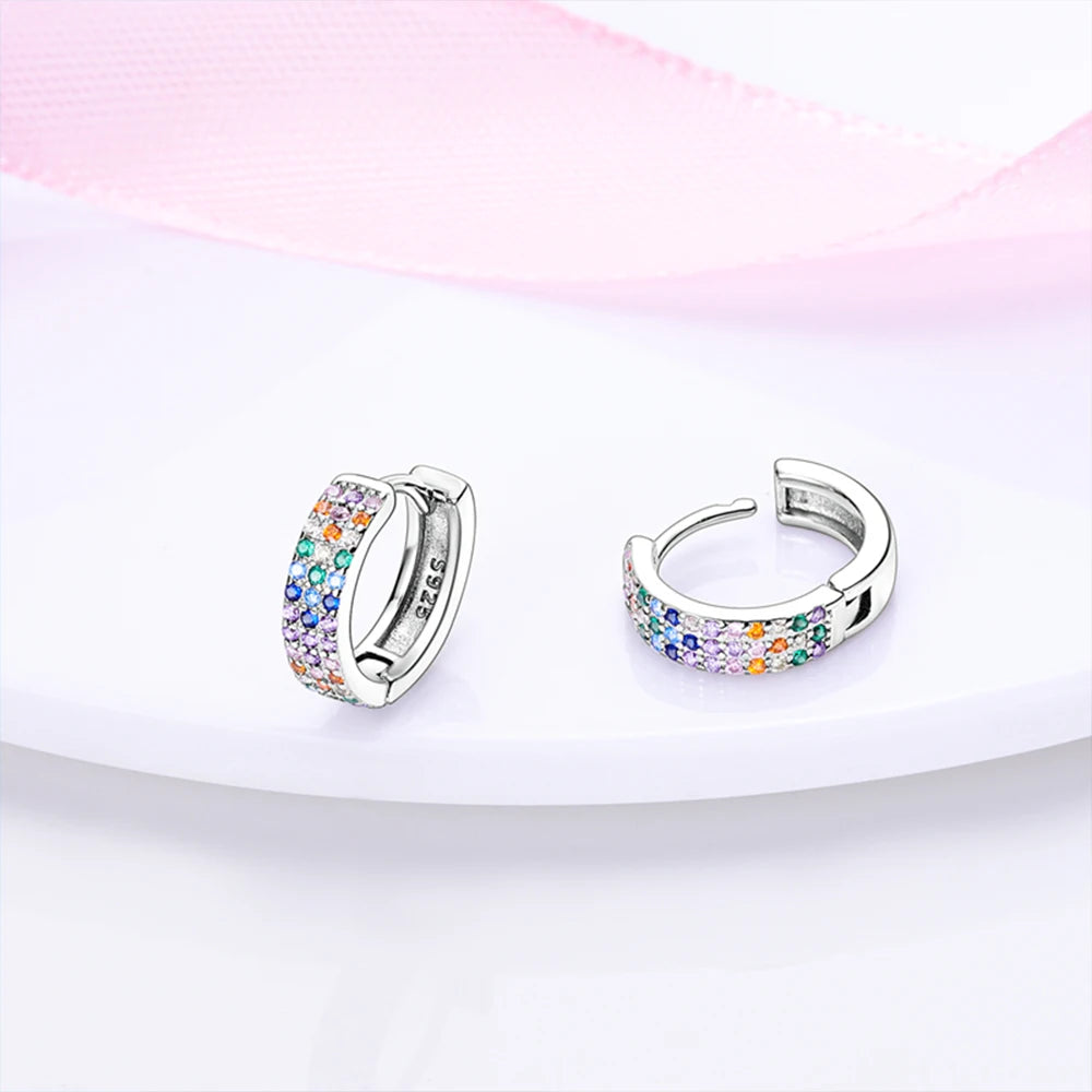 925 Sterling Silver Geometric Colored Striped Ladybug Green Snake Hoop Earrings