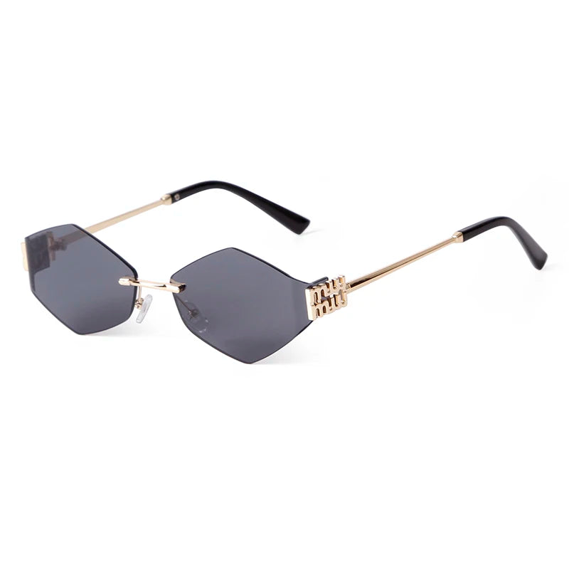Trend Hexagon Rimless Sunglasses Women