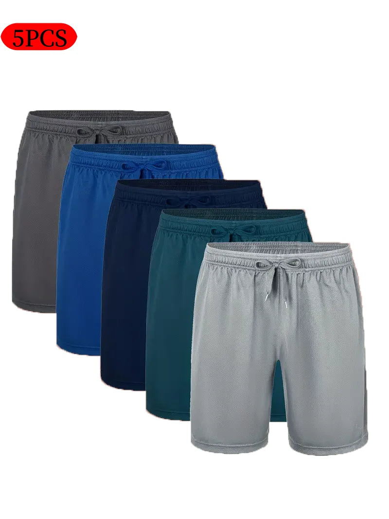 5-piece men's casual shorts with drawstring waistband,