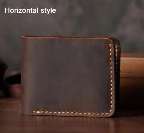 Vintage Crazy Horse Genuine Leather Wallet For Men