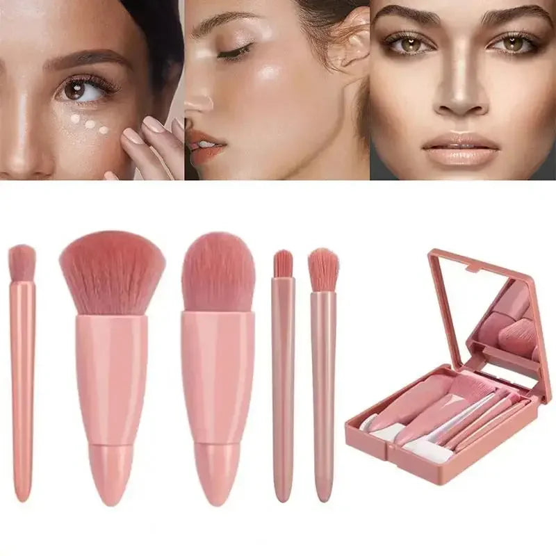 Five Piece Wool Fiber Makeup Brush Set Flawless Finish