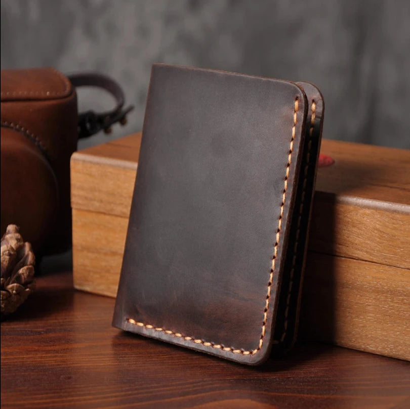 Vintage Crazy Horse Genuine Leather Wallet For Men