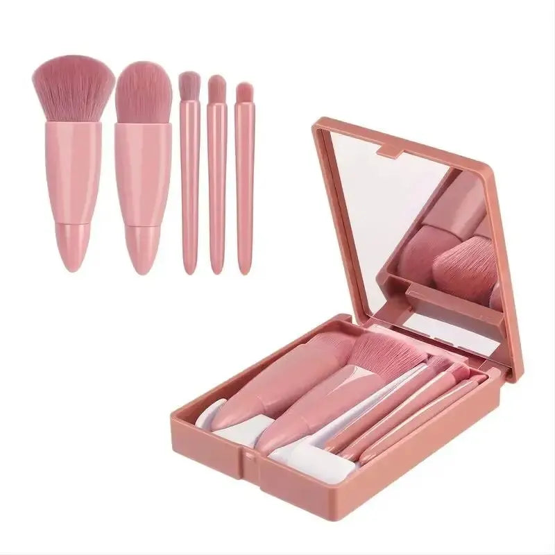 Five Piece Wool Fiber Makeup Brush Set Flawless Finish