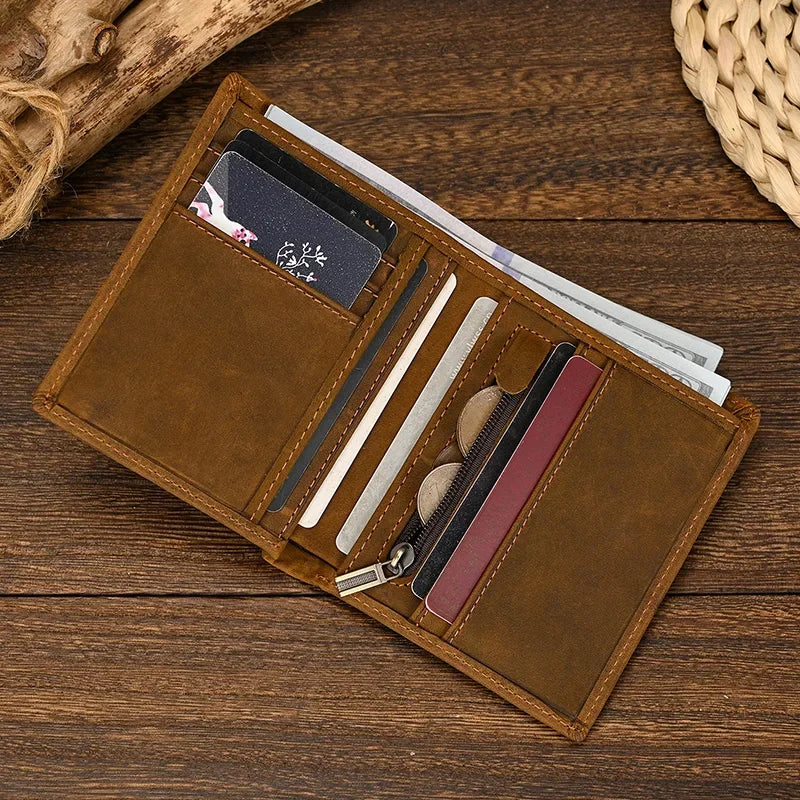 Genuine Leather Short Wallet Card Holder For Men Premium