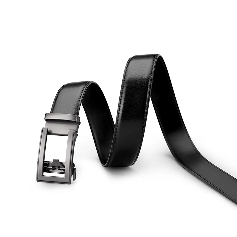 Mens Genuine Leather Belt Automatic Buckle Ratchet Style
