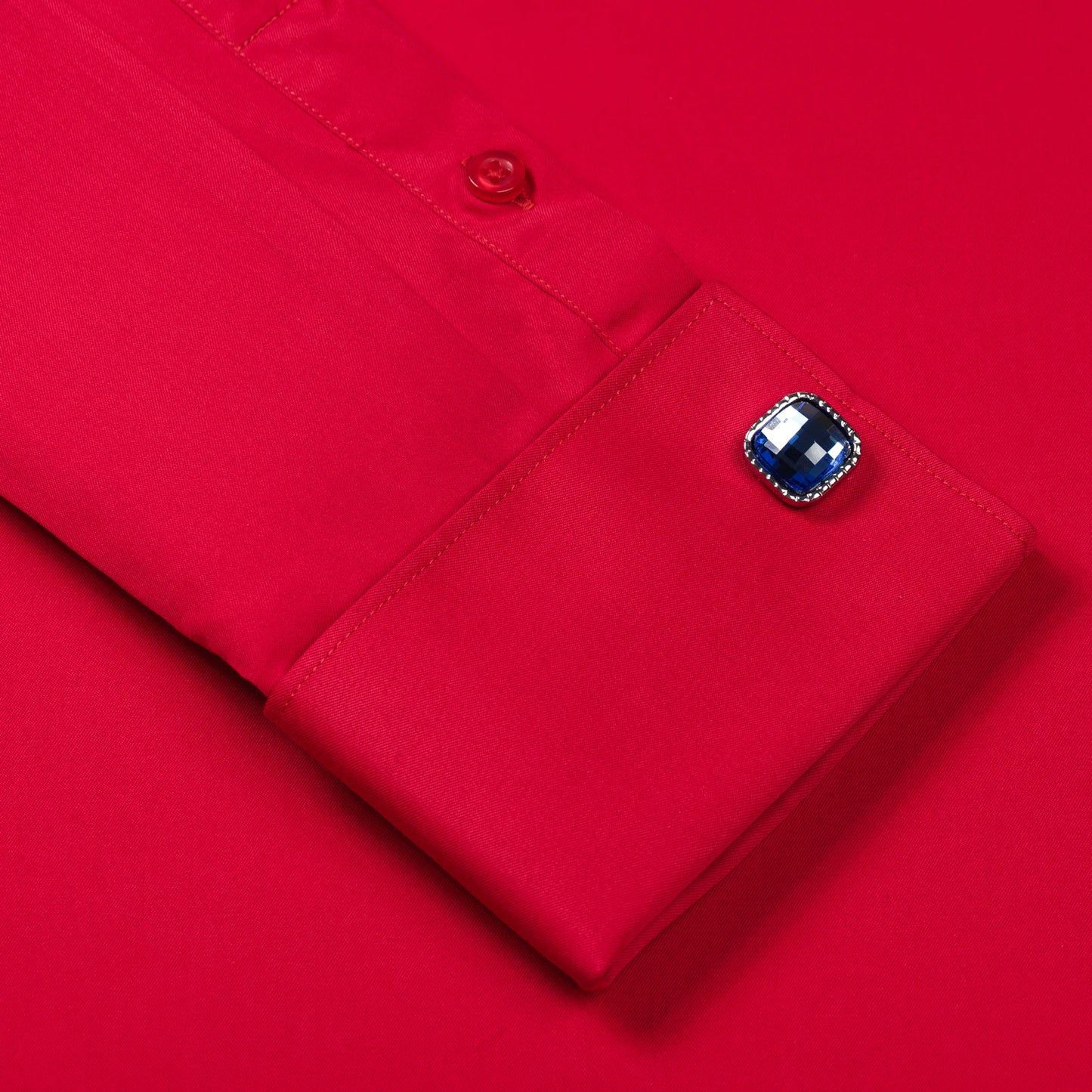 Men's Covered Buttons Placket French Cuffs Dress Shirt