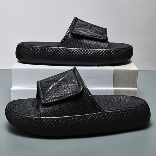 Pillow Slippers Thick Sole House Slides Adjustable Strap
