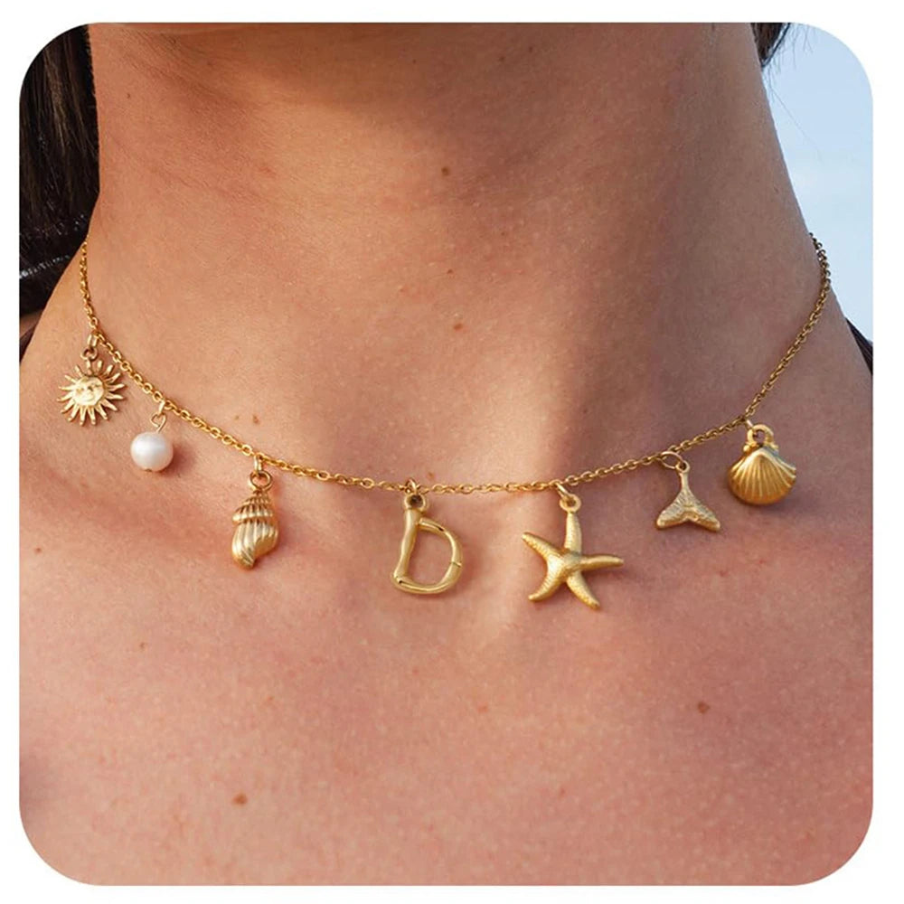 Surfer Girl Necklace Beach Jewelry Initial Necklace
