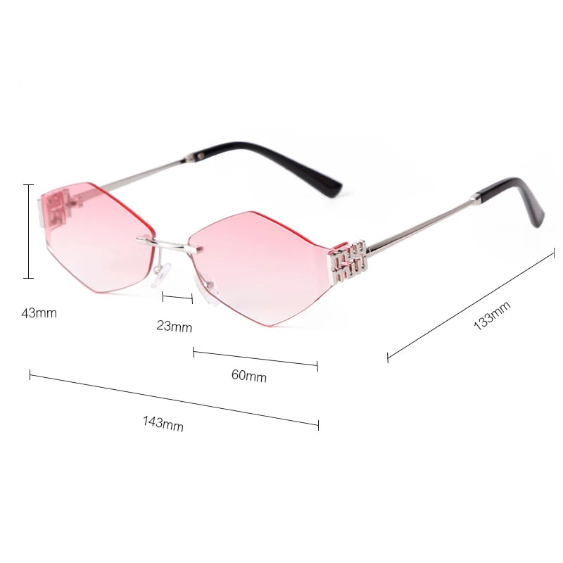 Trend Hexagon Rimless Sunglasses Women