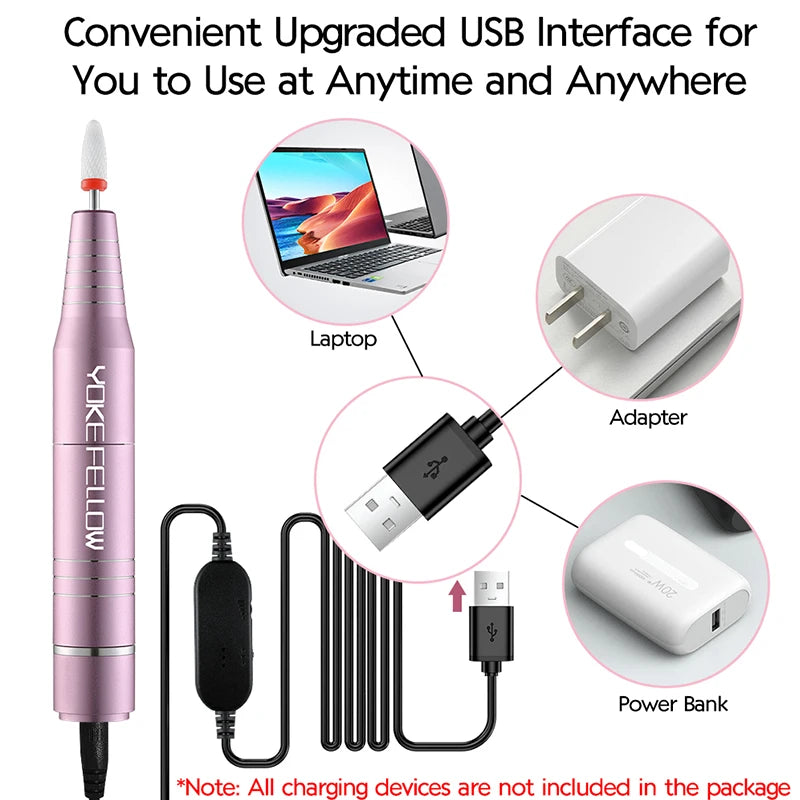 30000RPM USB Nail Drill Machine For Acrylic Nail Gel t