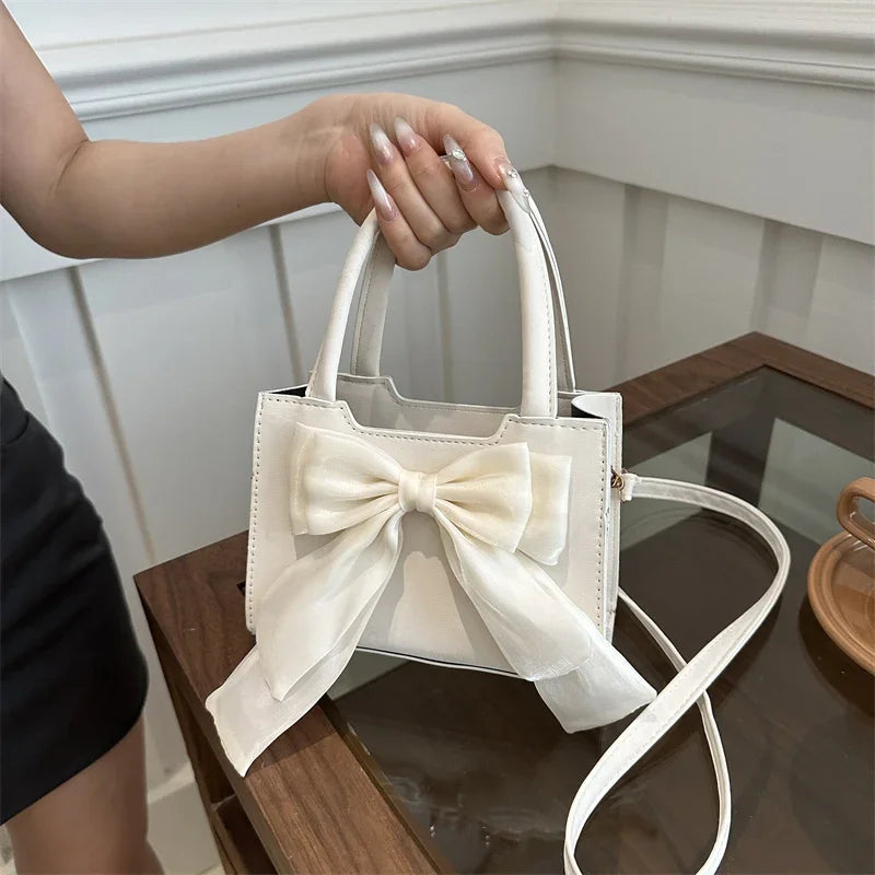 Fashion Purses for Women Bow Handbags Purse Luxury Design PU Faux Leather Top Handle Clutch Shoulder Crossbody Bags for Women