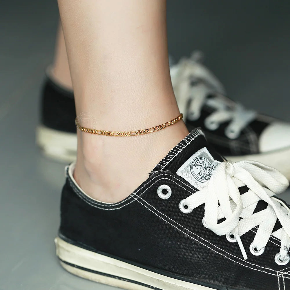 Minimalist Metal Anklets Women Gold Color Stainless Steel