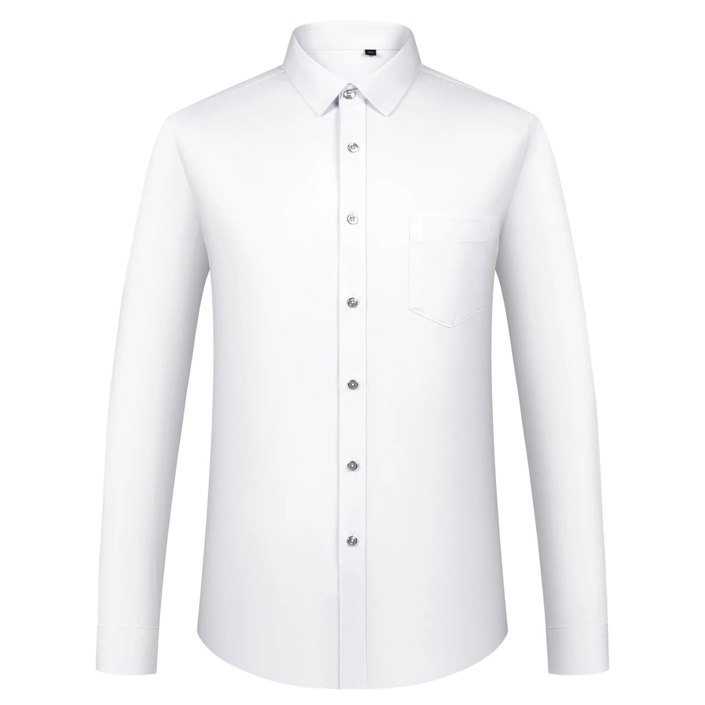 Mens Sleek Stretch Long Sleeve Button Up Shirt Chest Pocket