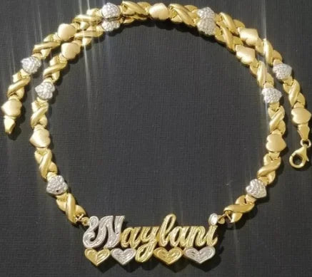 DUOYING Heart Charm Letter Choker Zircon Pave Necklaces I Love You Crystal XOXO Necklace Bubble Pendant Necklace Jewelry Set