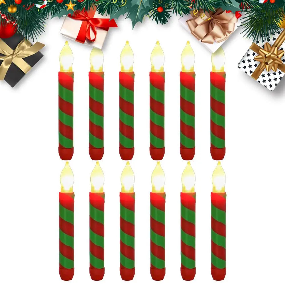 Led Halloween Flameless Candles Stripe Design 12 Pack