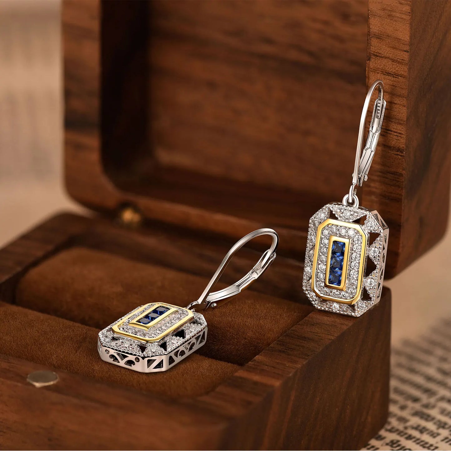 Solid 925 Sterling Silver K Gold Dangle Drop Earrings