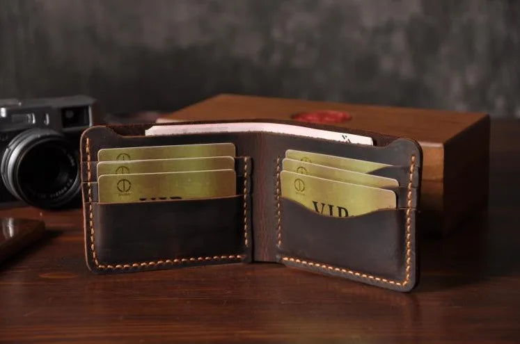 Vintage Crazy Horse Genuine Leather Wallet For Men
