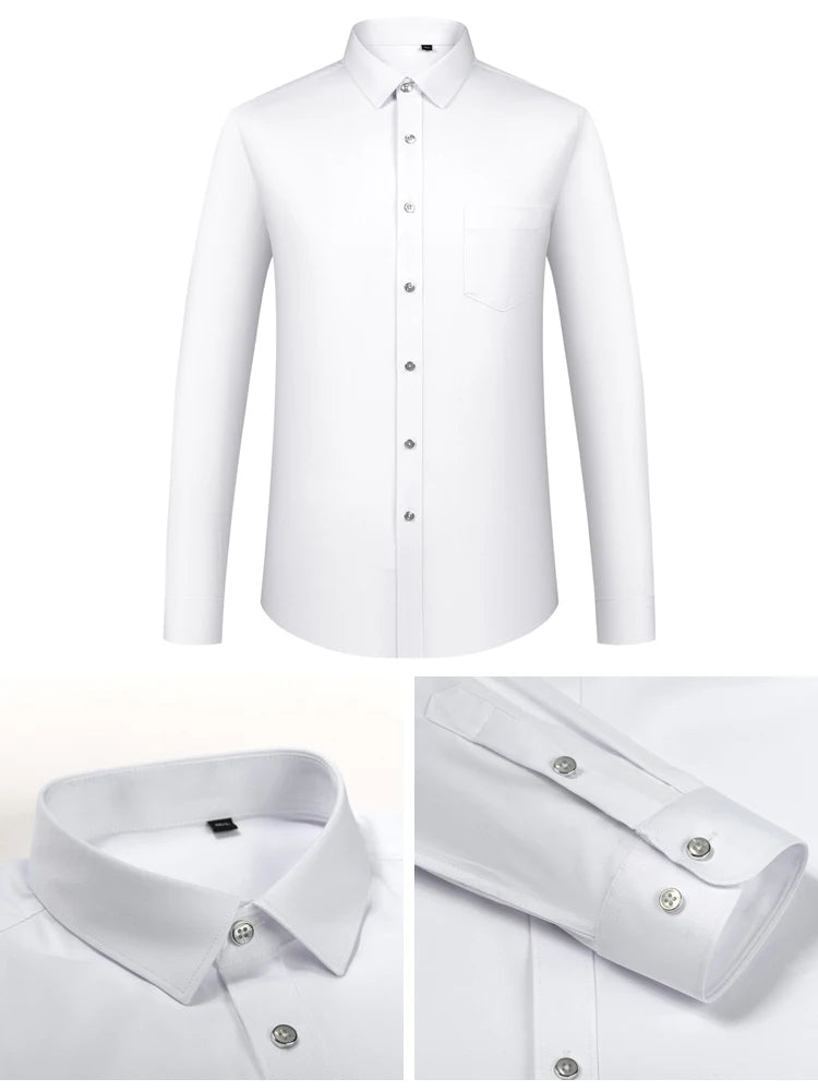 Mens Sleek Stretch Long Sleeve Button Up Shirt Chest Pocket