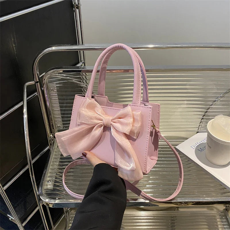Fashion Purses for Women Bow Handbags Purse Luxury Design PU Faux Leather Top Handle Clutch Shoulder Crossbody Bags for Women