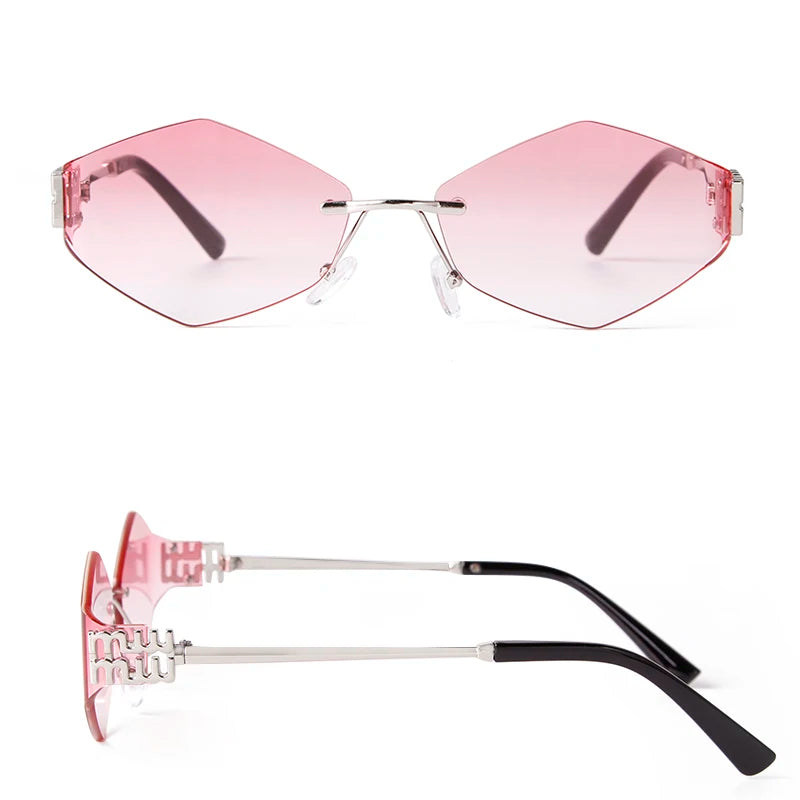 Trend Hexagon Rimless Sunglasses Women