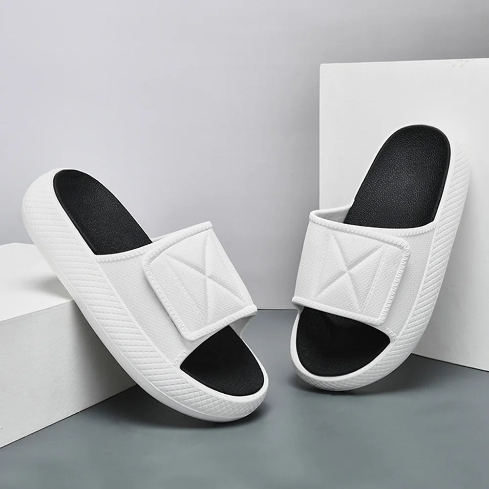 Pillow Slippers Thick Sole House Slides Adjustable Strap