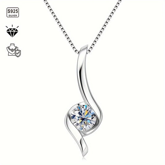 1pc S925 Silver with 1 Carat Moissanite  Luxury Necklace,