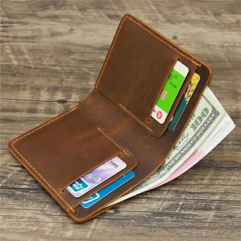 Genuine Leather Crazy Horse Wallet With Card Holder