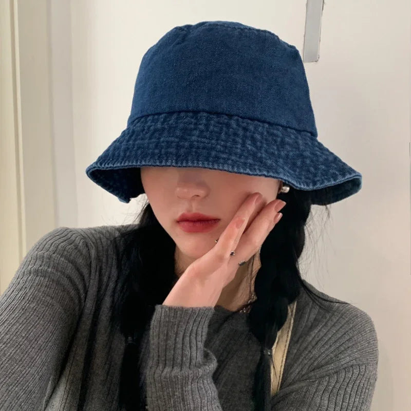 Unisex Washed Denim Bucket Hats
