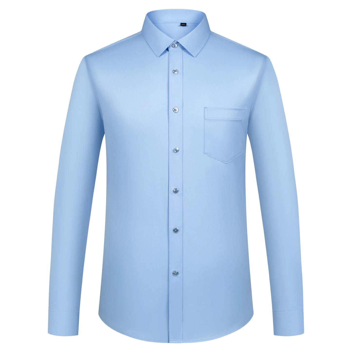Mens Sleek Stretch Long Sleeve Button Up Shirt Chest Pocket