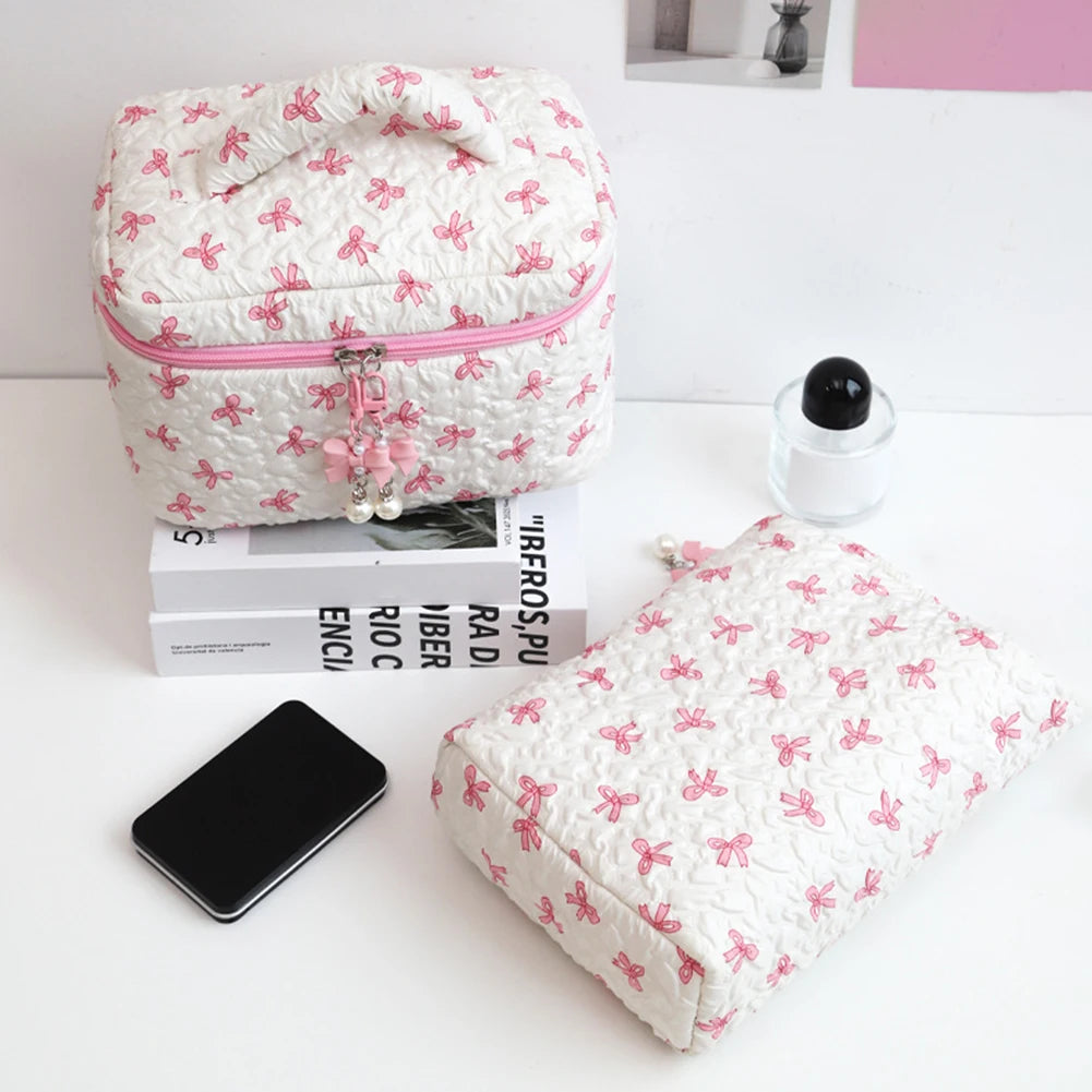 3 Pcs Cute Makeup Bag Bowknot Printed