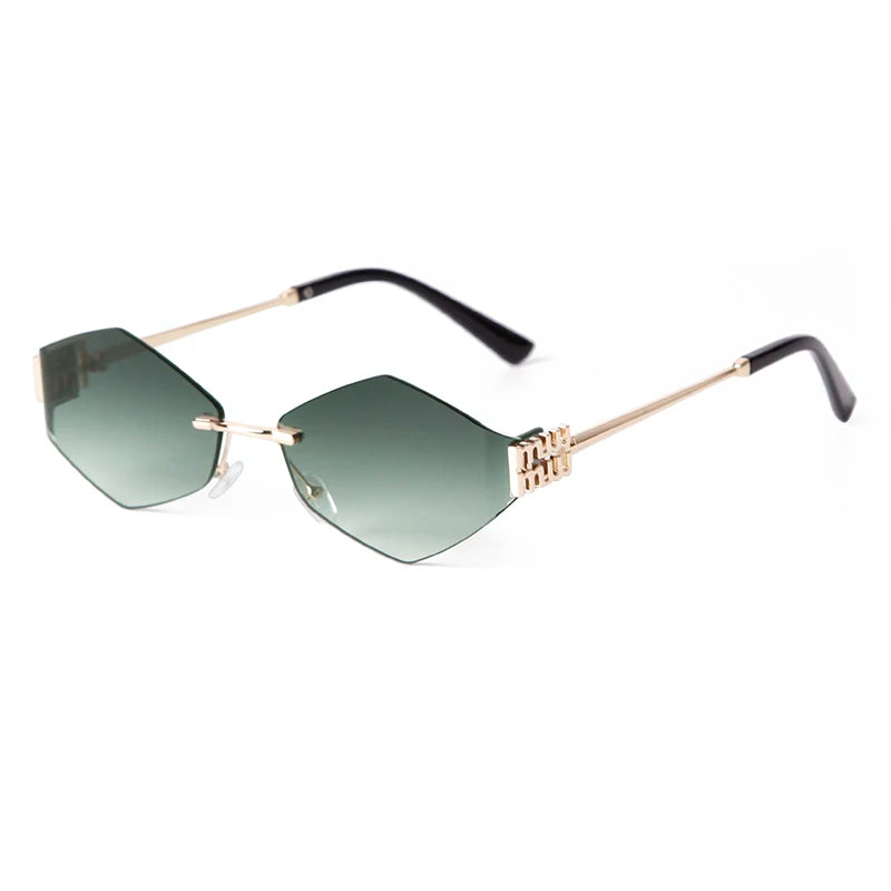 Trend Hexagon Rimless Sunglasses Women
