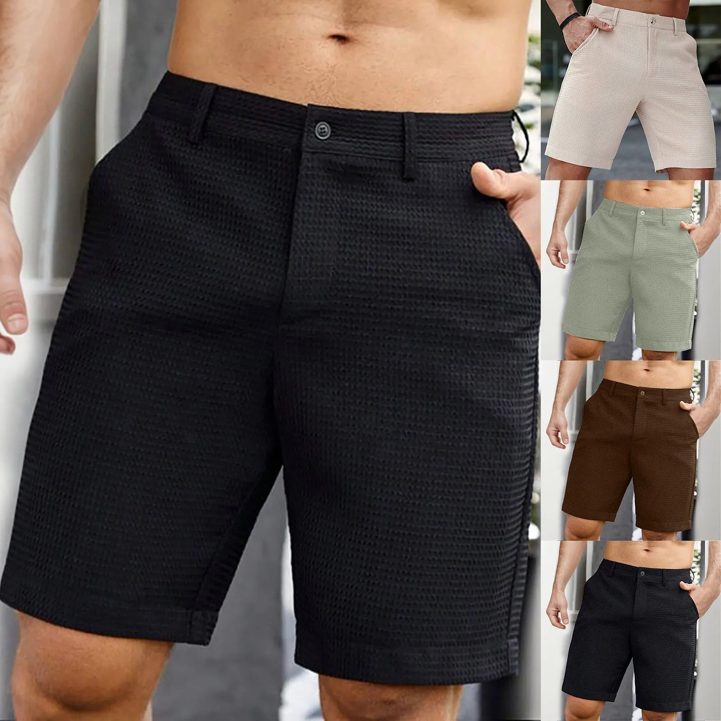 Men's Summer Quarter Pants Solid Color Casual